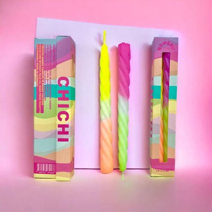 Set de 2 bougies torsadées Rainbow Studio Pink Stories