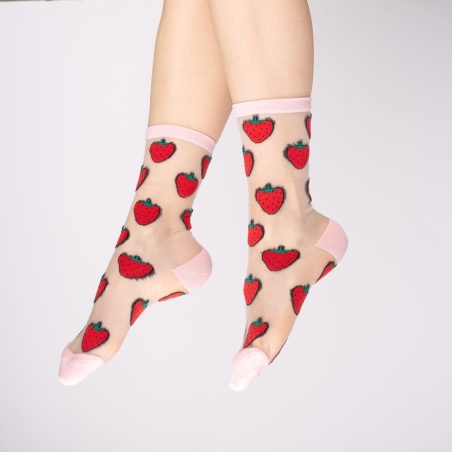 Chaussettes transparentes Fraises Coucou Suzette