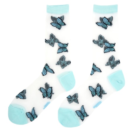 Chaussettes transparentes Papillon bleu Coucou Suzette