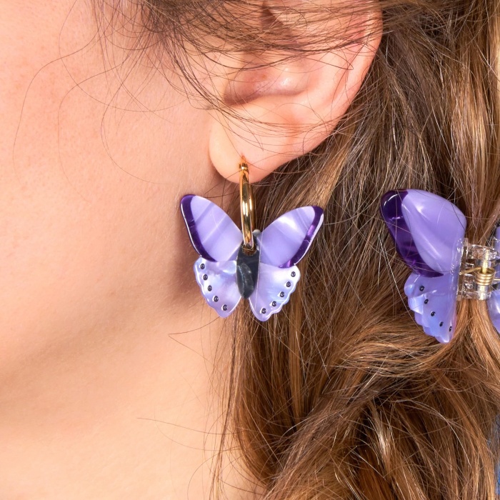 Boucles d'oreilles Papillon mauve Coucou Suzette