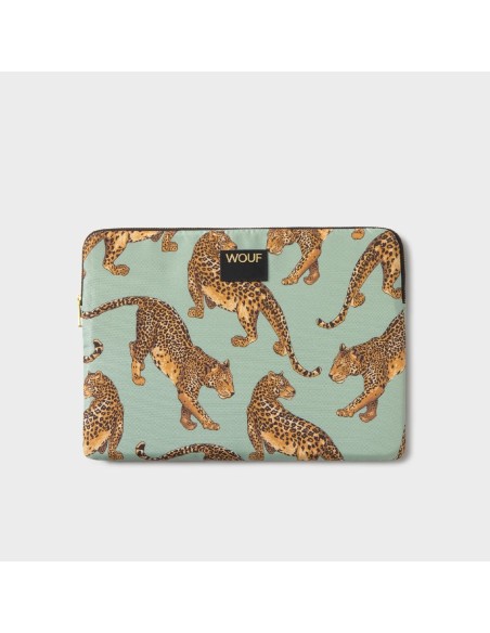 Housse ordinateur 13" et 14" Emerald Leopard Wouf