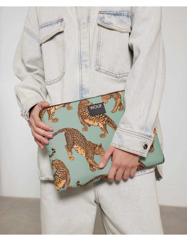 Housse ordinateur 13" et 14" Emerald Leopard Wouf