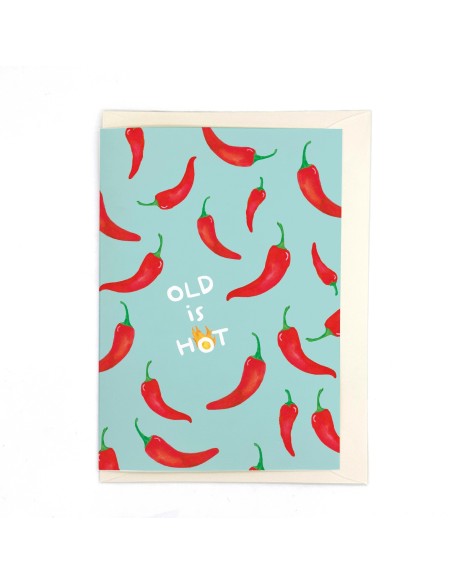 Carte d'anniversaire XL Piments "Old is Hot" Quartier Libre