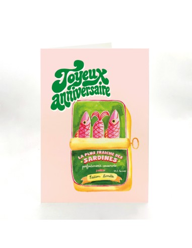 Carte d'anniversaire XL Sardines fraîches Quartier Libre