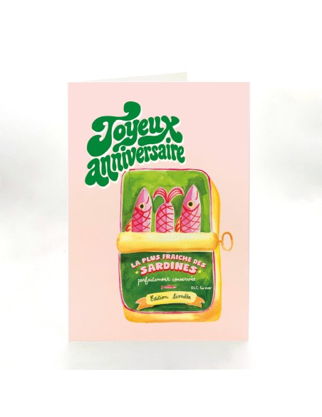Carte d'anniversaire XL Sardines fraîches Quartier Libre