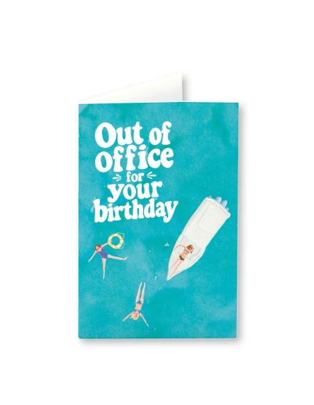 Carte d'anniversaire Baignade "Out of Office" Quartier Libre