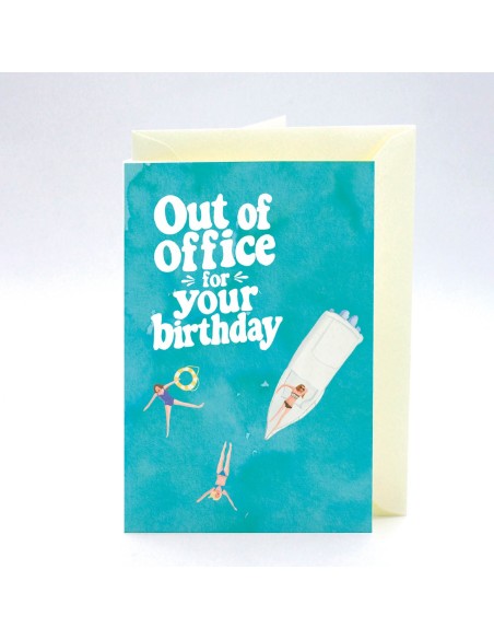 Carte d'anniversaire Baignade "Out of Office" Quartier Libre