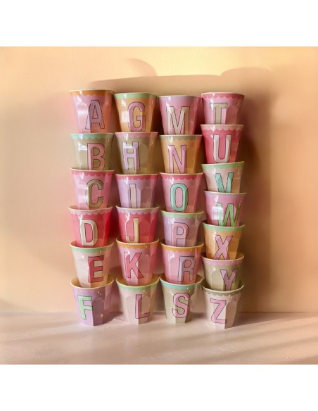 Gobelet Alphabet Vintage rose-beige Rice