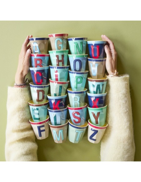 Gobelet Alphabet Vintage bleu-vert Rice