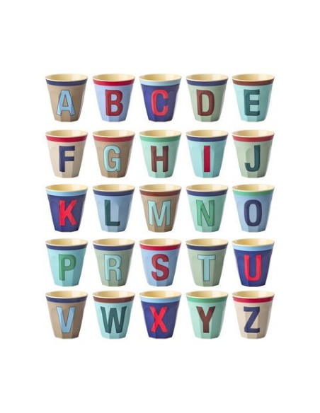 Gobelet Alphabet Vintage bleu-vert Rice
