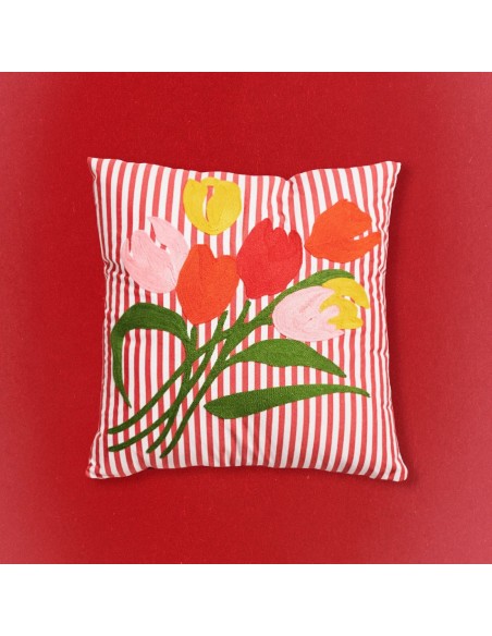 Coussin Tulipes & rayures Robert Make my Lemonade