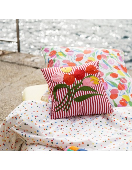 Coussin Tulipes & rayures Robert Make my Lemonade
