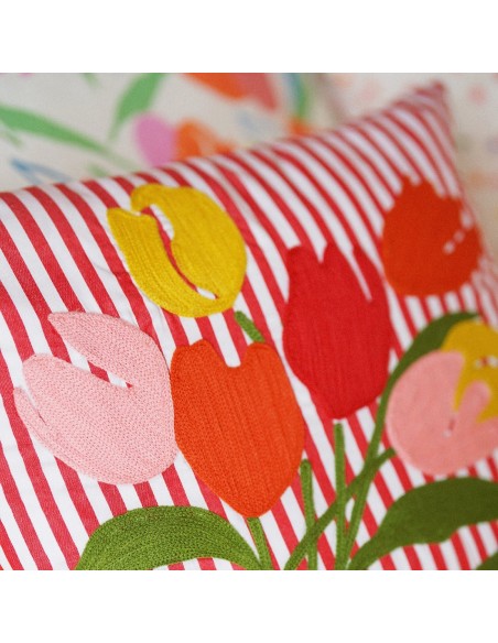 Coussin Tulipes & rayures Robert Make my Lemonade